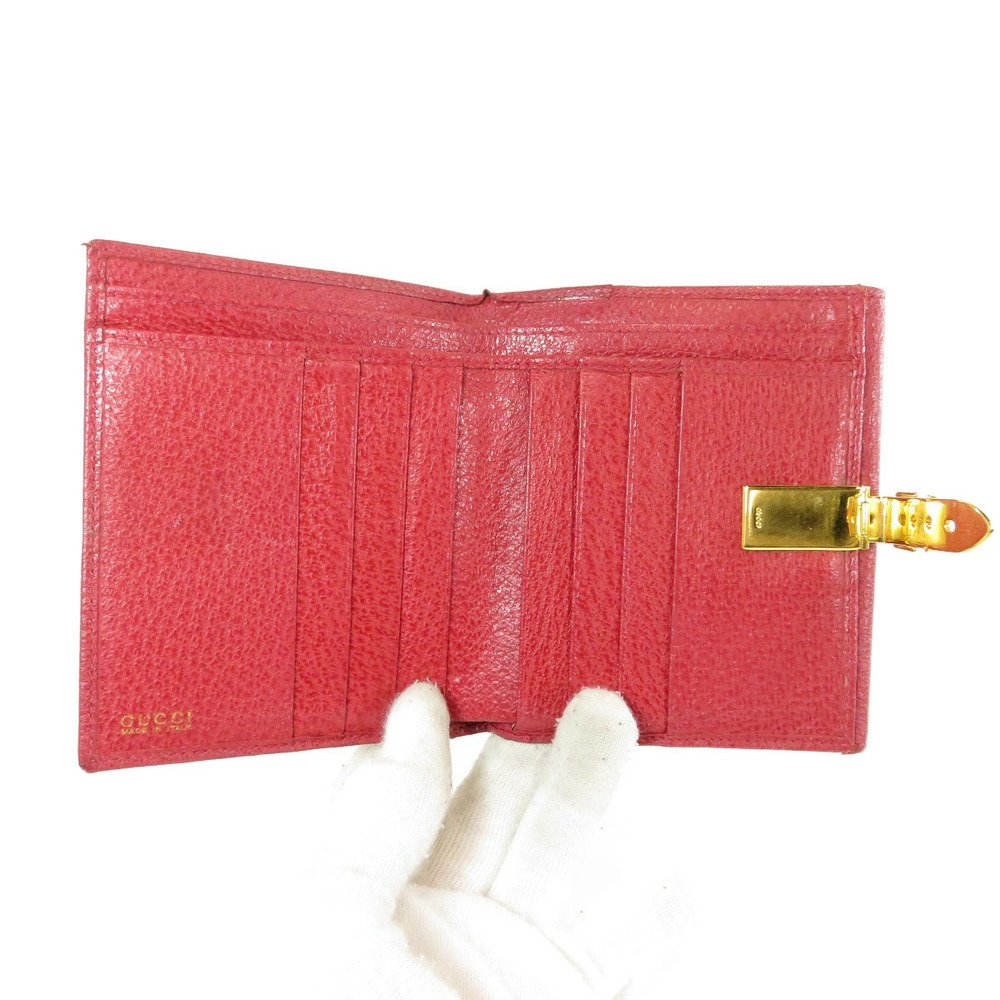 Gucci Wallet Metal Motif fold Leather Bi - Picture 4 of 6
